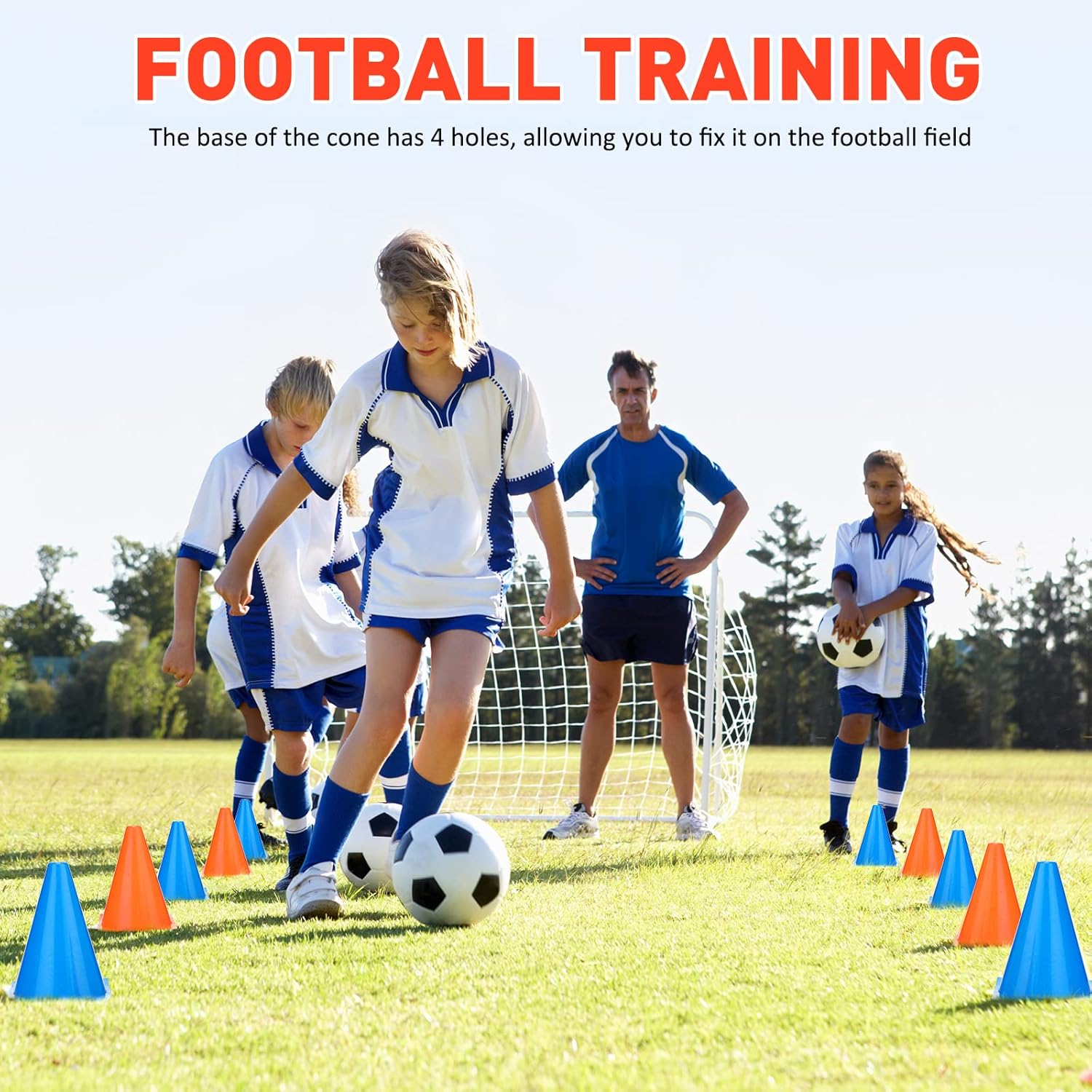 7" Orange & Blue Obstacle Cones (12 pieces)