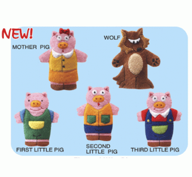 Felt Finger Puppets: The Three Little Pig