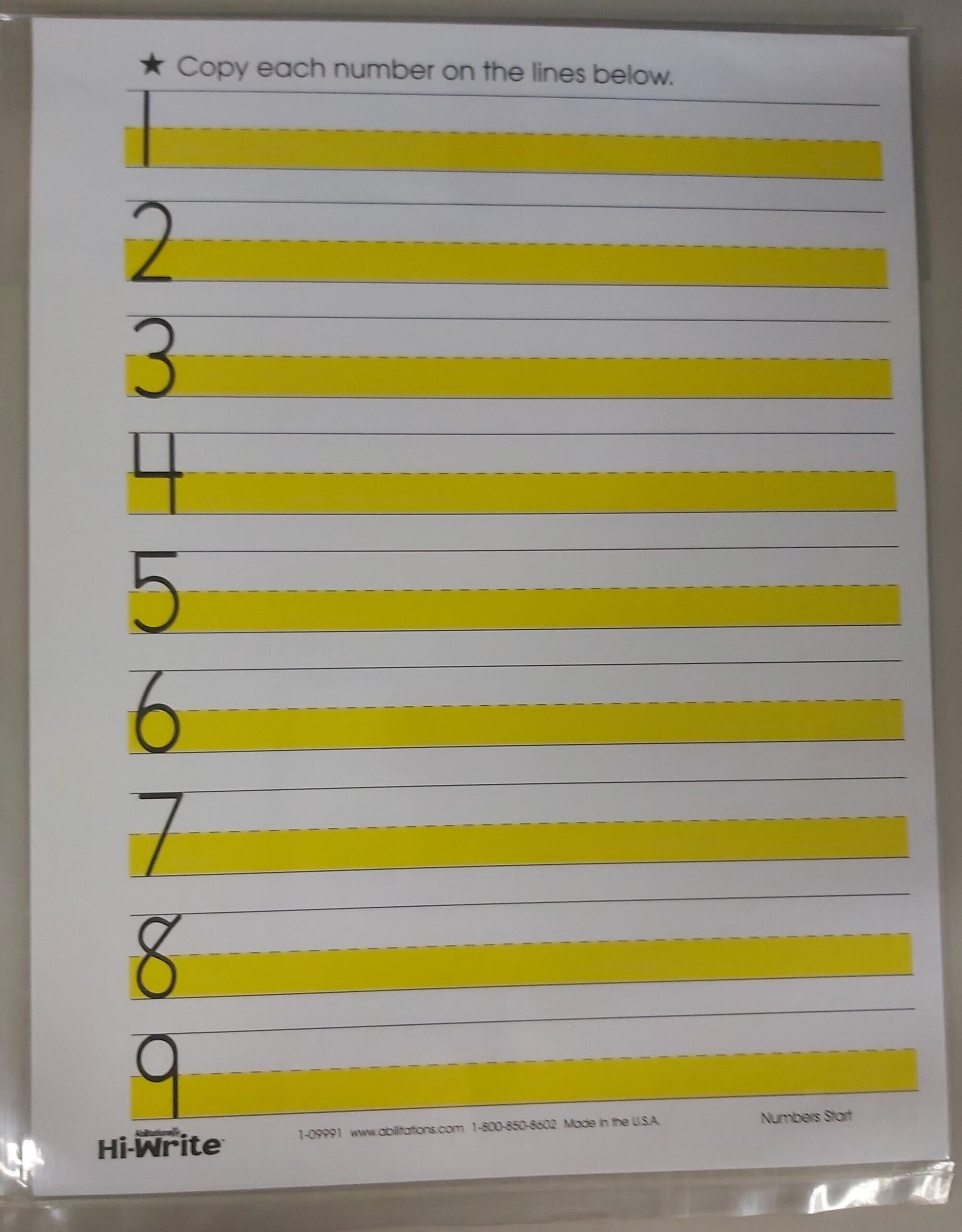Hi-Write Manuscript Numbers Practice