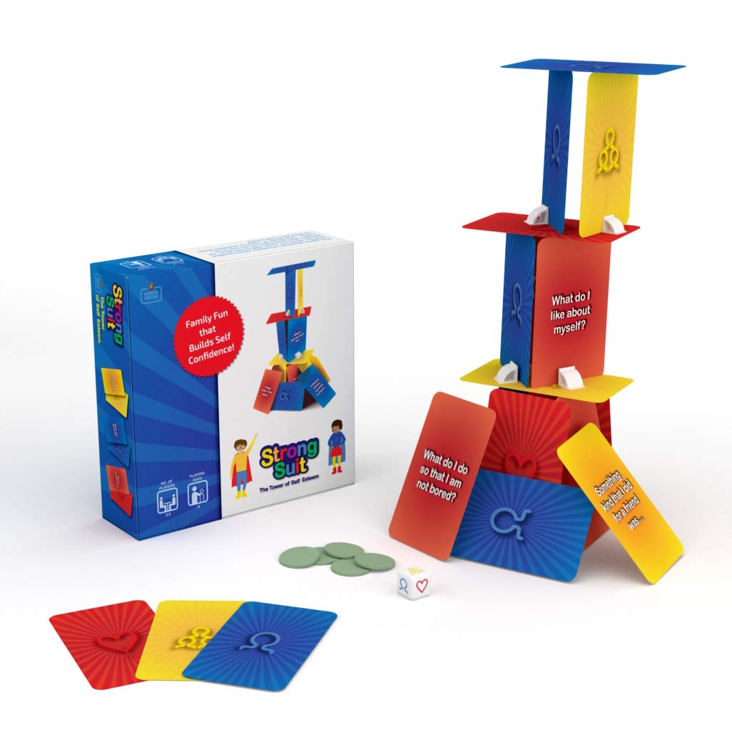 StrongSuit - The Tower of Self Esteem, Therapy Card Game For Kids 6+, Boost Self Confidence and Social Skills with Creativity, Problem Solving, Teamwork - Used by Therapists and Parents, 2-5 Players