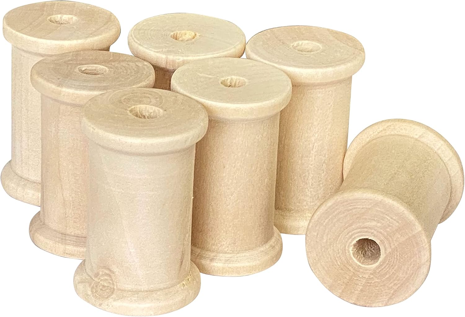 Unfinished Natural Wood Spool (2" x 1.37" - Pack of 8)