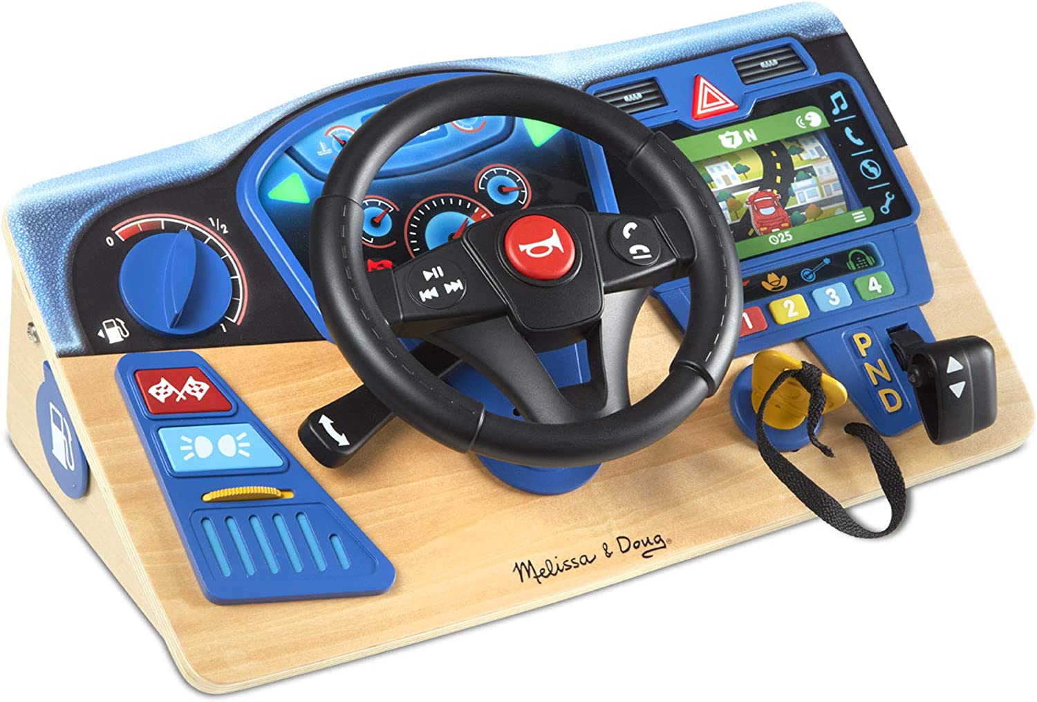 Vroom & Zoom Interactive Wooden Dashboard Steering Wheel
