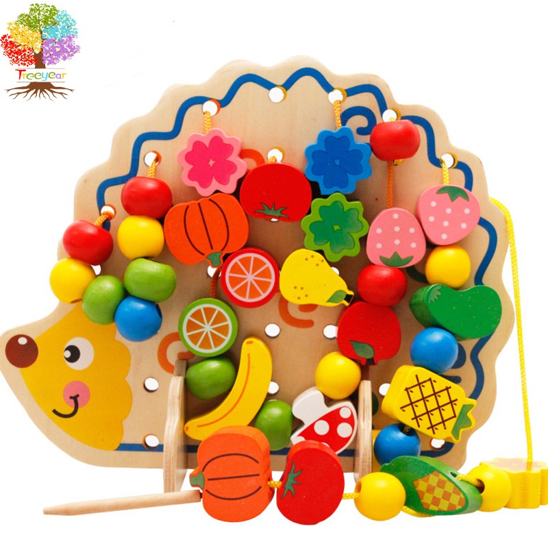 Wooden Hedgehog Threading Toy