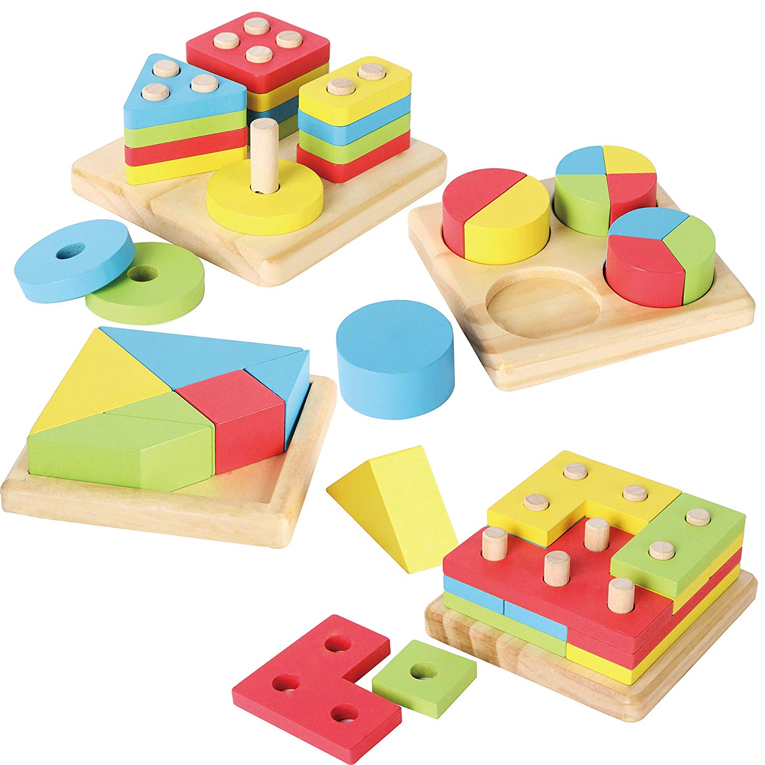 Wooden Shapes Sorting Puzzles (4 in 1)