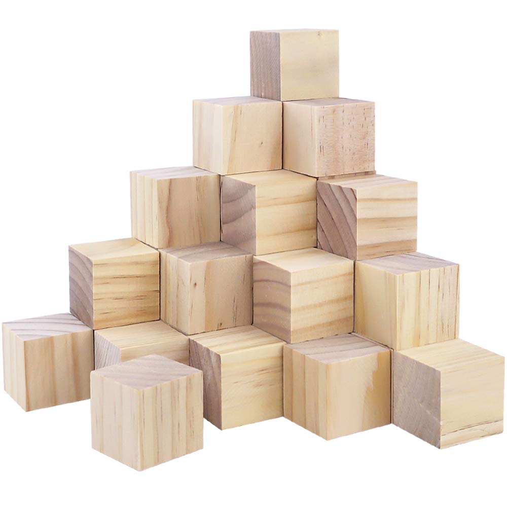 Natural Solid Wood Cubes 1.5inches (Pack of 12)